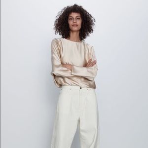 Zara! Soft Gold Satin Effect Top!
